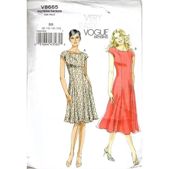 Very Easy Vogue V8665 Misses 8 to 14 Princess Seam Dress Uncut Sewing Pattern - Picture 1 of 2